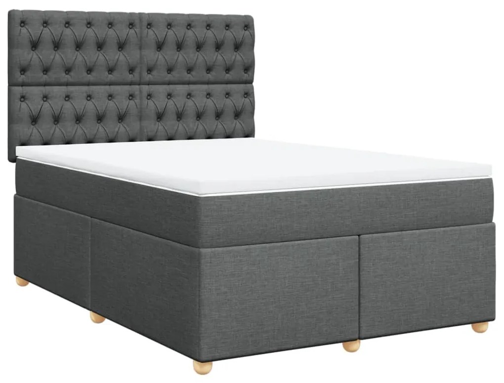 Cama com molas/colchão 140x200 cm tecido cinzento-escuro