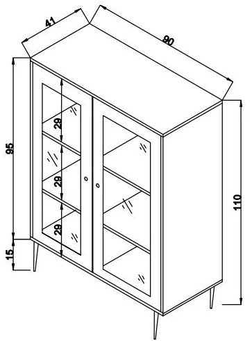Aparador Wire – Carvalho – 40x90x110 cm