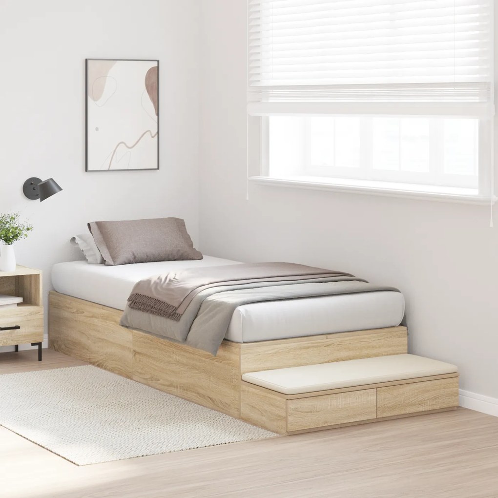 Cama de Armazenamento em Carvalhos de Sonoma 100x200 cm
