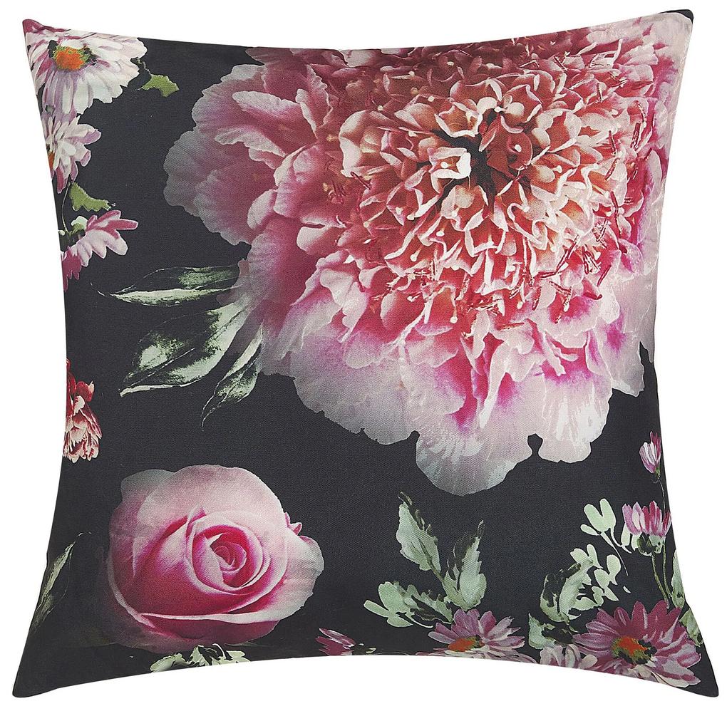 Conjunto 2 almofadas decorativas com flores pretas e rosa 45 x 45 cm HEDERA Beliani
