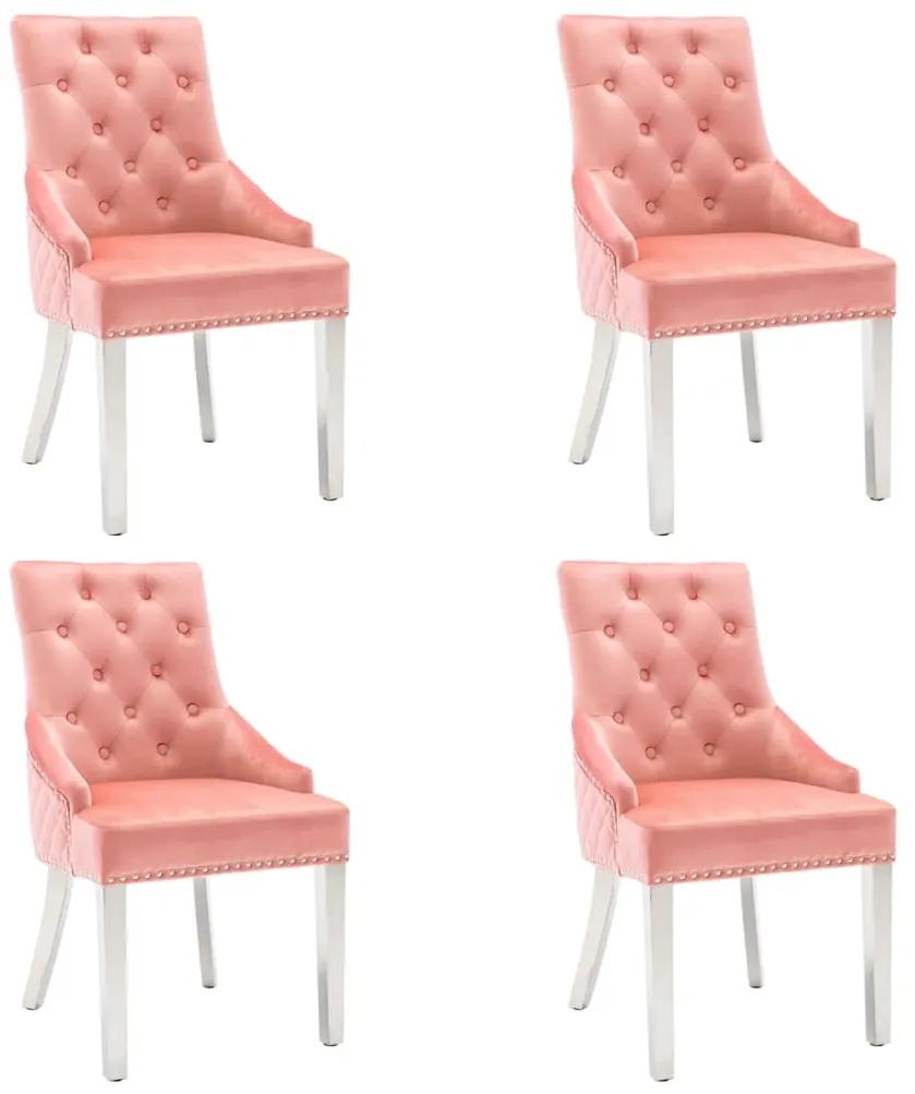 3080227 vidaXL Cadeiras de jantar 4 pcs veludo rosa