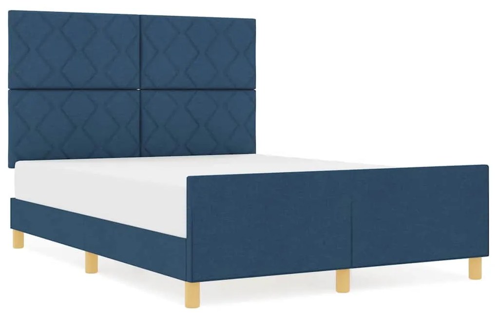 Estrutura de Cama vidaXL Azul 140x190 cm Tecido