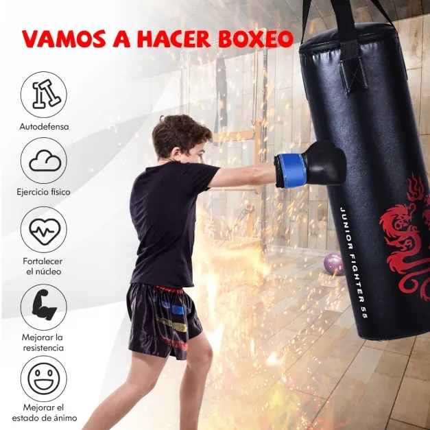 Saco de boxe infantil, 5 peças com corda de pular e saco de transporte para crianças 28x28x70 cm