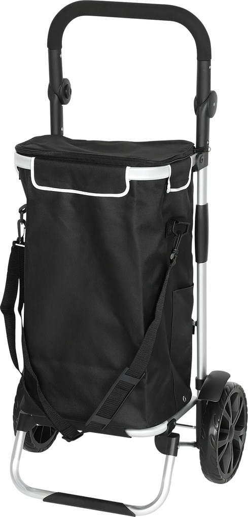 Carrinho de compras dobrável de 40 L, carrinho de compras portátil com Rodas e pega telescópica, 45,5 x 35,5 x 97 cm, preto
