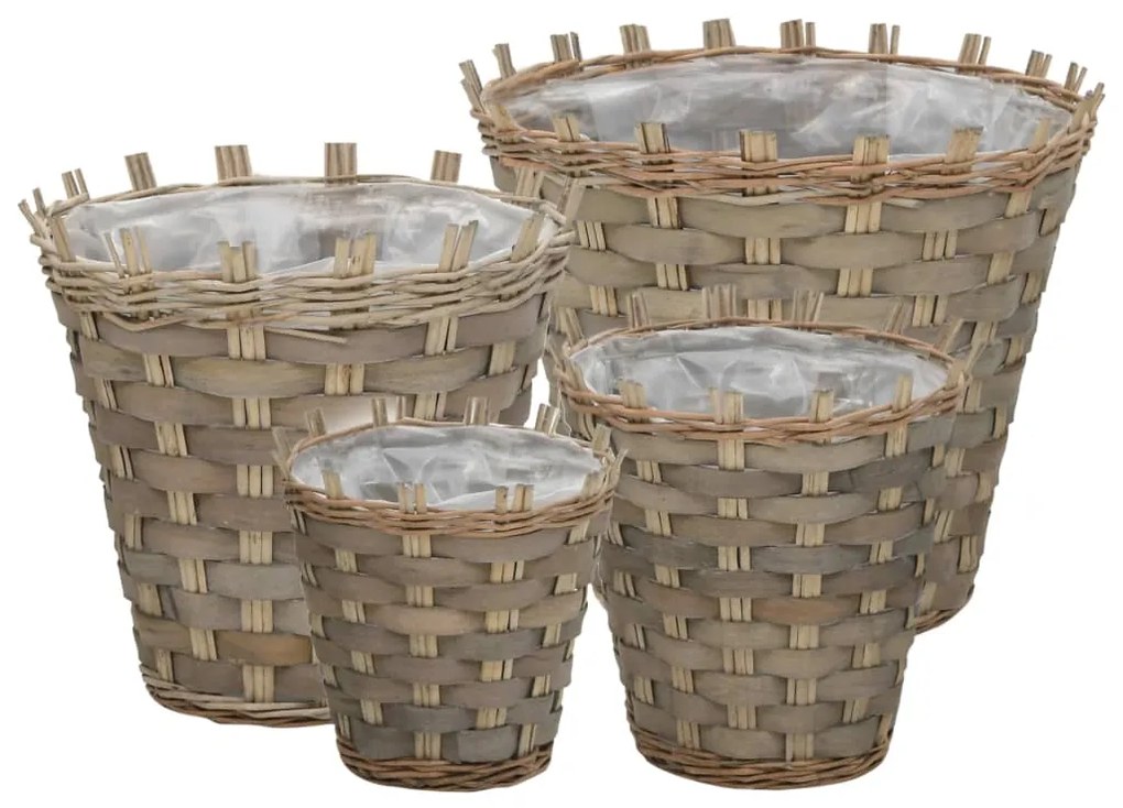246832 vidaXL Cestos para vasos 4 pcs vime com forro em PE