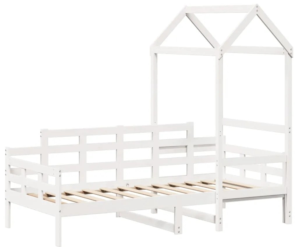 Sofá-cama com telhado 80x200 cm madeira de pinho maciça branco