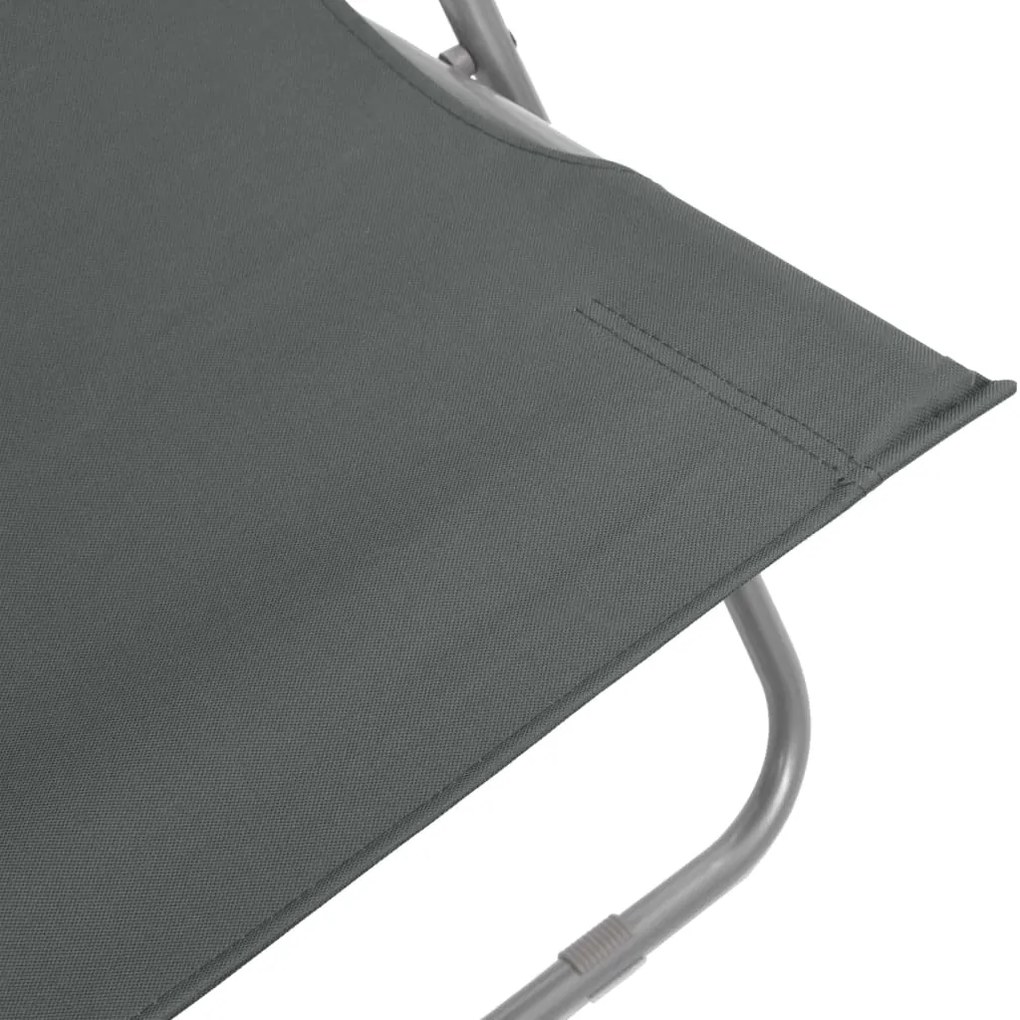 Cadeiras de praia dobráveis 2 pcs aço e tecido oxford cinzento