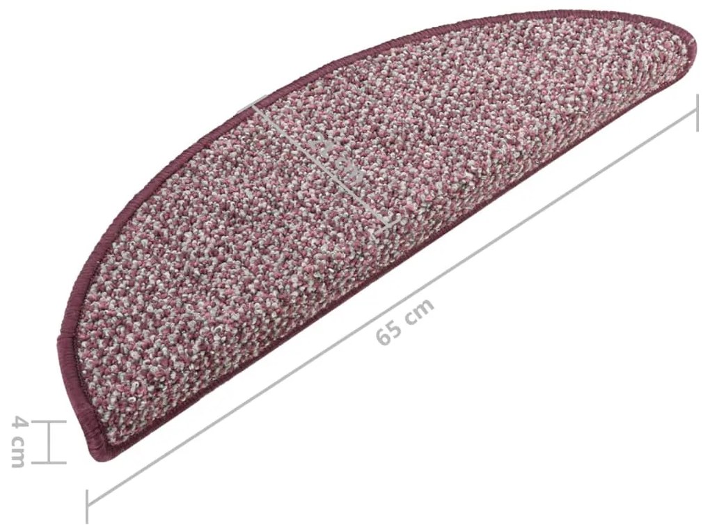 Tapete/carpete para escadas 15 pcs 65x21x4 cm roxo