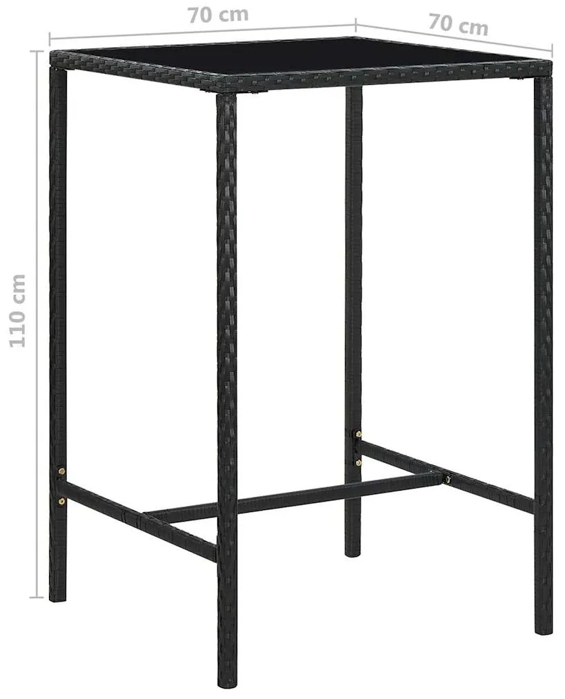 5 pcs conjunto de bar p/ jardim c/ almofadões vime PE preto