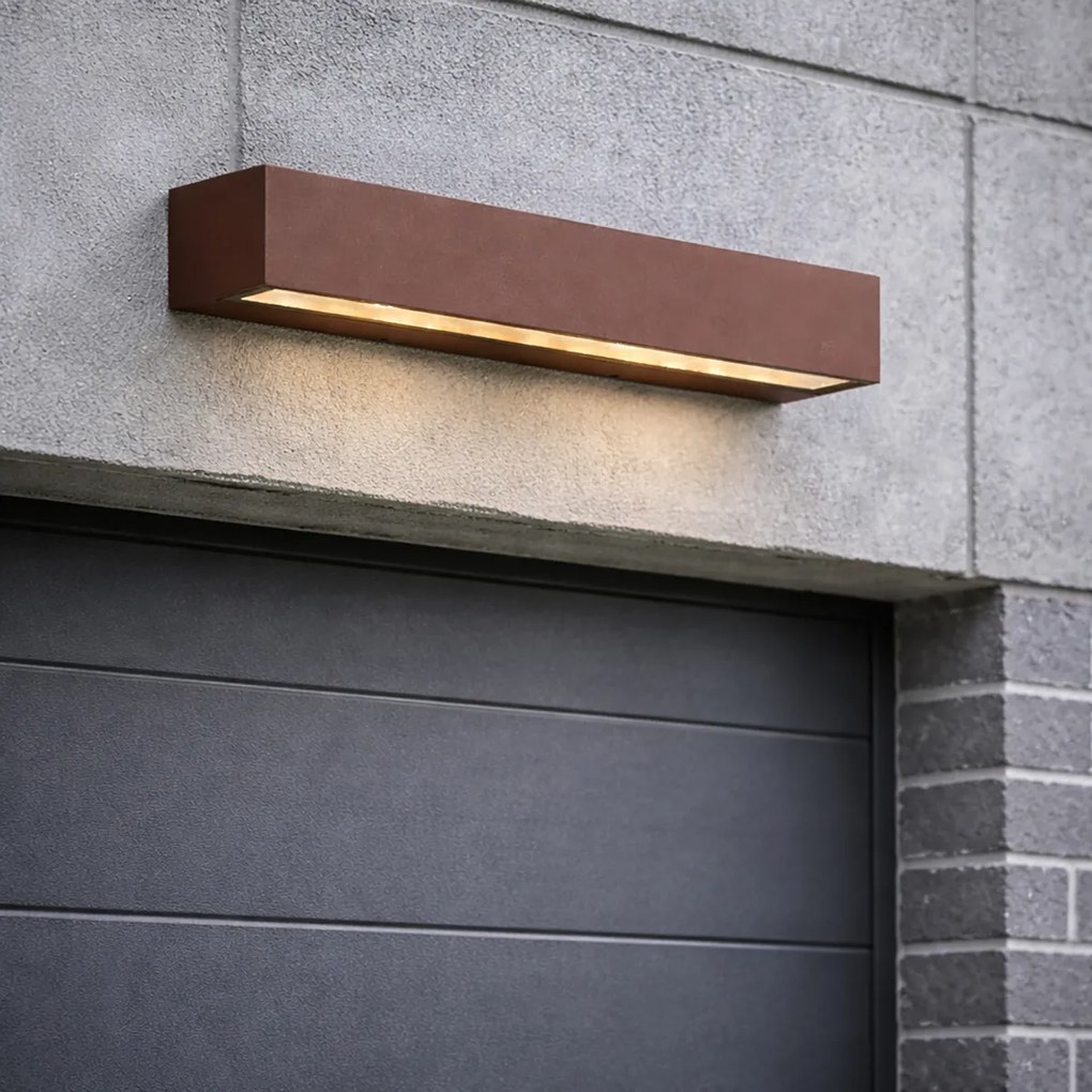 Candeeiro de parede exterior industrial castanho ferrugem 38cm incl. LED IP65 - Hannah