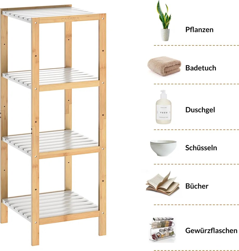 Estante de banheiro em bambu 110 x 33 x 34 cm Castanho + Branco
