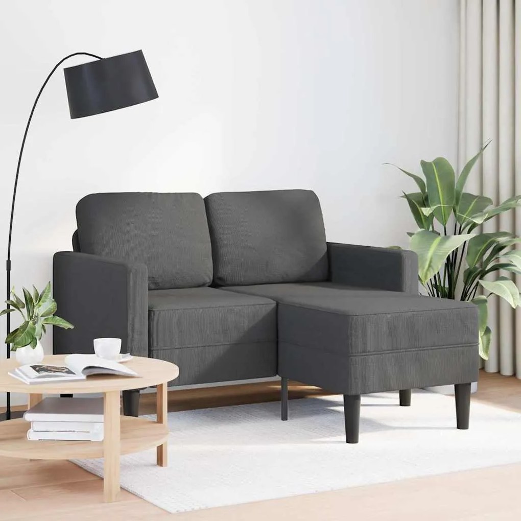 Sofá 2 lugares com Chaise em L 125 cm linho cinzento-escuro