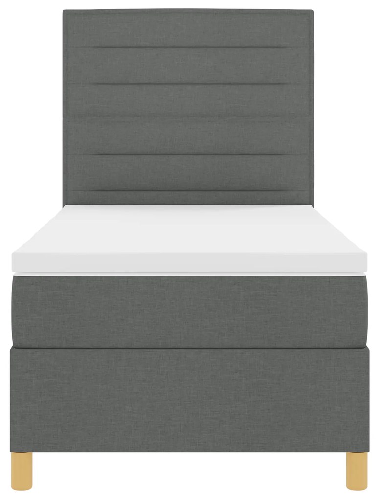 Cama Box Spring com Colchão Cinza Escuro Solteiro Tecido