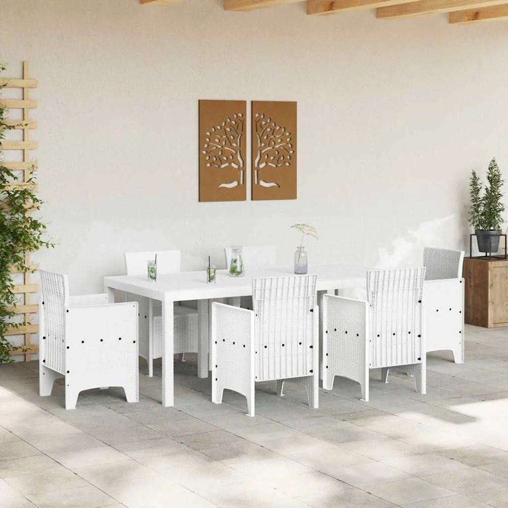 Mesa de Jardim vidaXL Branca 200x100x73 cm em Rattan Sintético