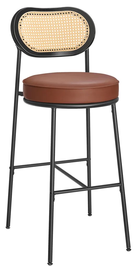 Conjunto 2 Bancos de bar alto para pequeno-almoço de cozinha com encosto curvo 48,2 x 45,7 x 104,7 castanho caramelo