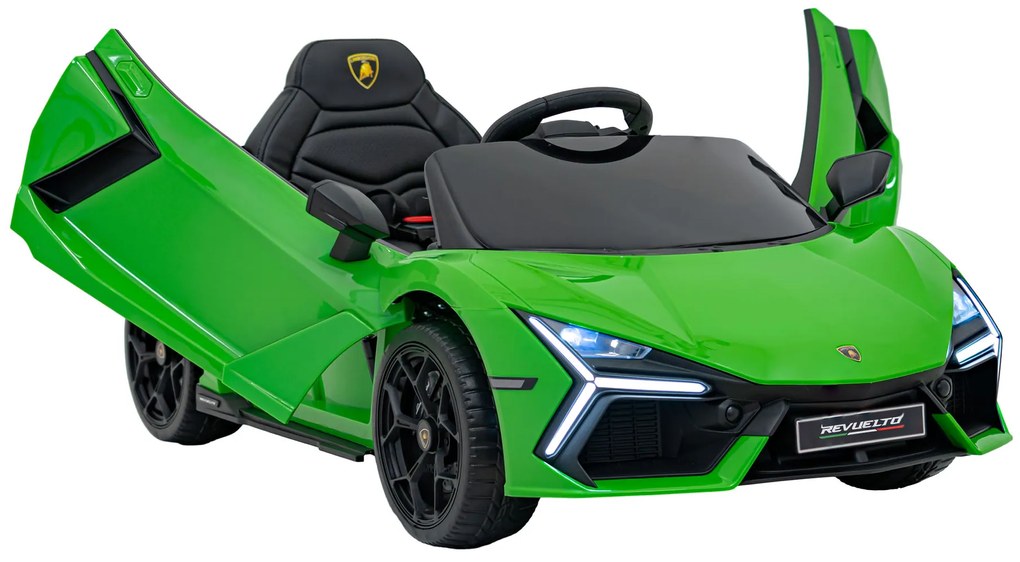 Carro elétrico para Crianças Lamborghini Revuelto 12V 4x4 Rodas Espuma EVA, Assento couro ecológico Verde