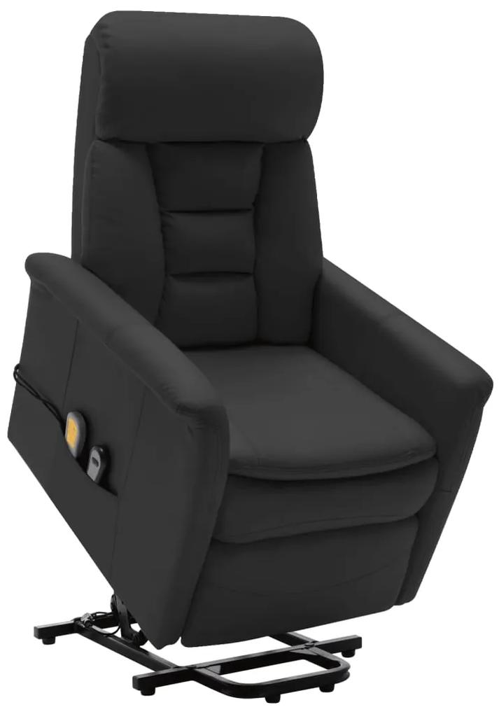 324014 vidaXL Poltrona massagens reclinável elevatória couro artificial preto