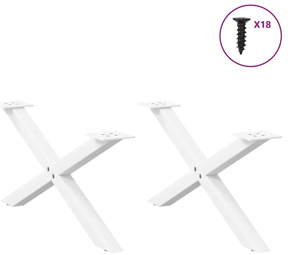 Pés para mesa de centro em formato de X, 2 peças, branco, 70x (30-31)