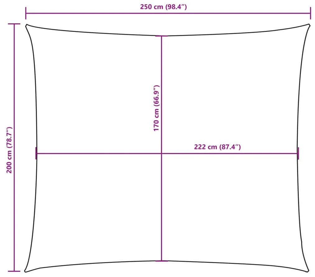 Para-sol estilo vela tecido oxford retangu. 2x2,5m cinza-acast.