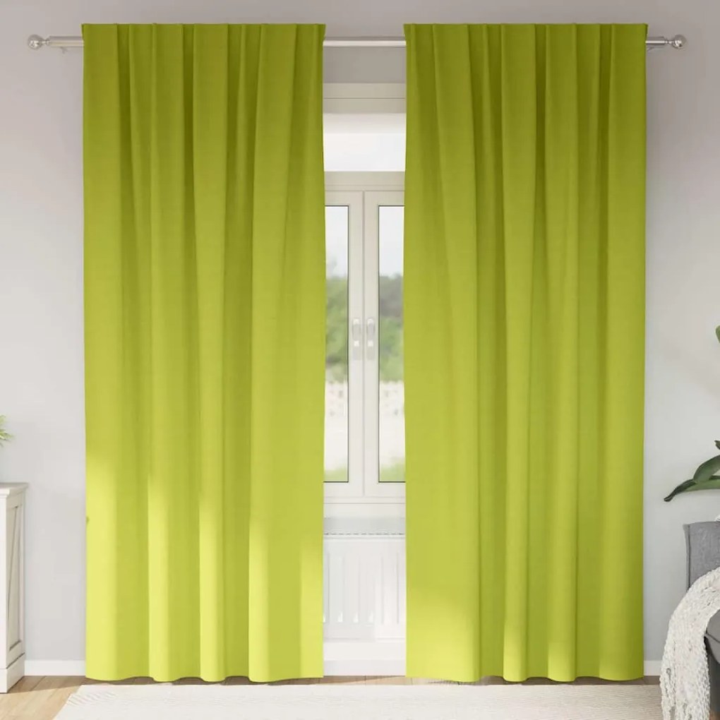Cortinas com cortinas 2 pcs Verde maçã 225 x 140 cm Poliéster