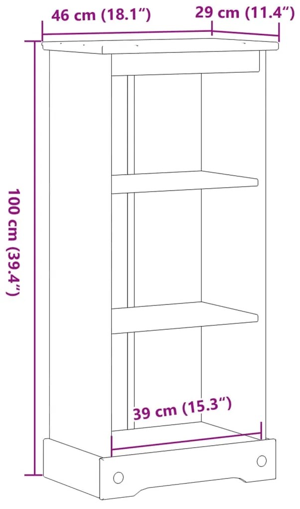Estante Corona 46x29x100 cm madeira de pinho maciça