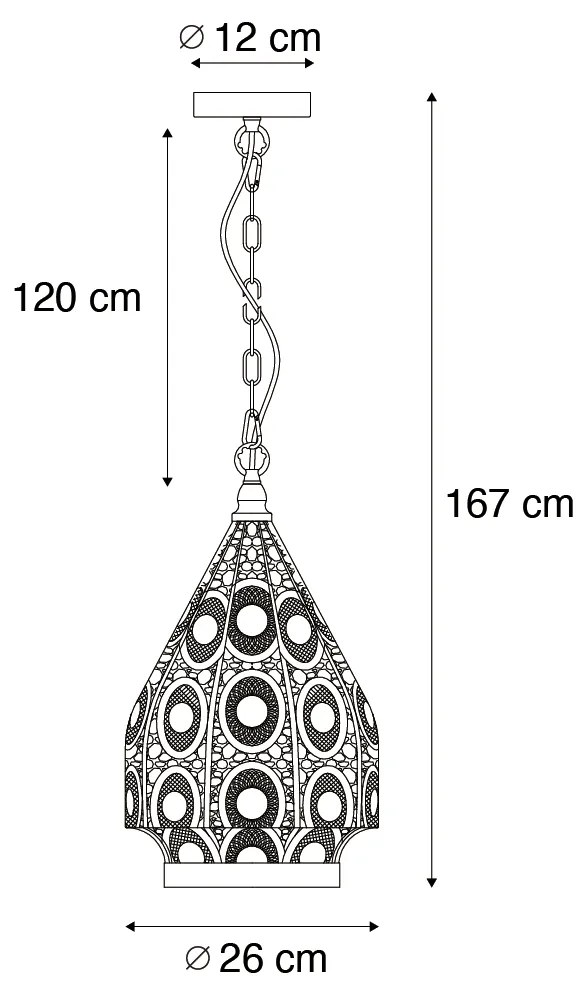 Candeeiro de suspensão oriental dourado 26 cm - Mowgli Oriental
