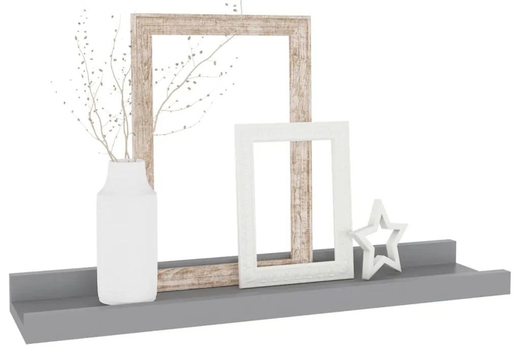 Prateleiras de parede 4 pcs 40x9x3 cm cinzento