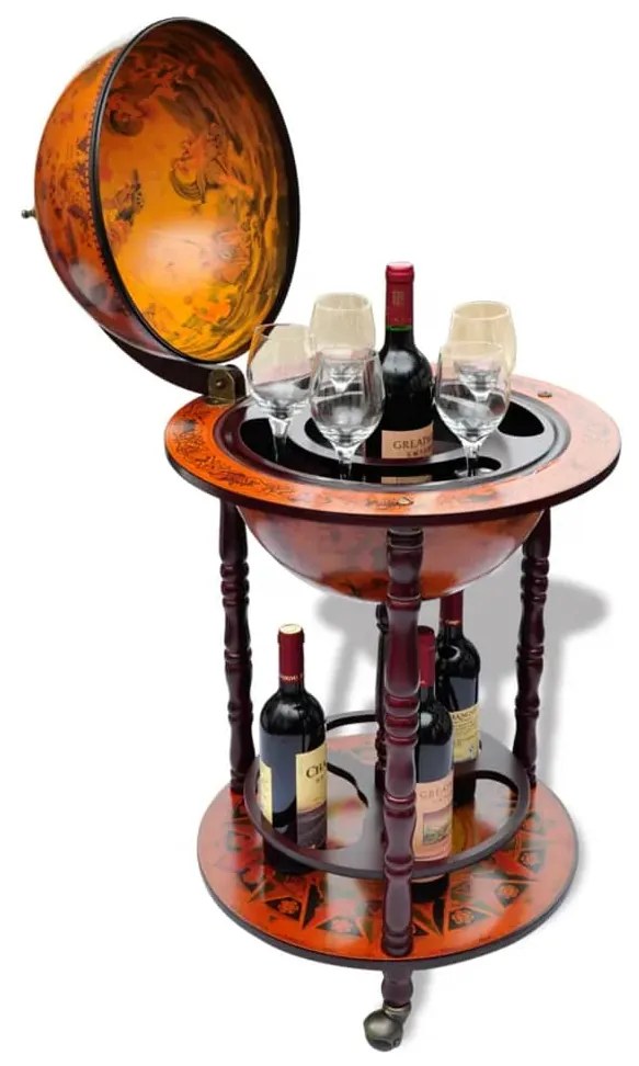 Suporte para garrafas de vinho forma de globo madeira eucalipto