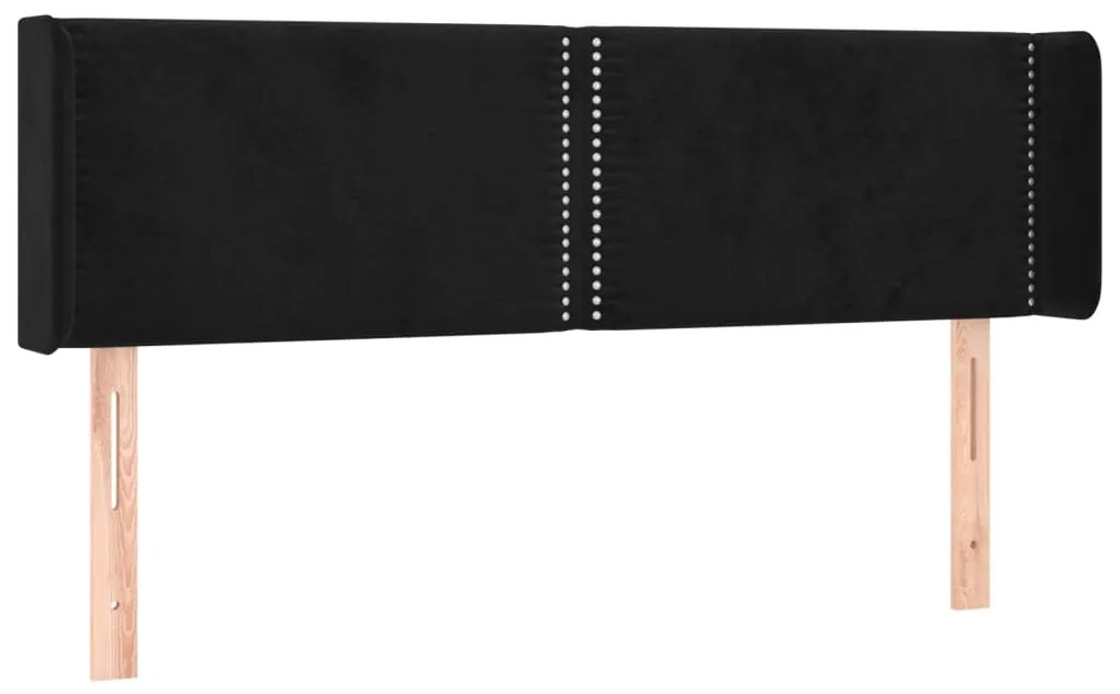 Cabeceira de cama c/ luzes LED veludo 147x16x78/88 cm preto