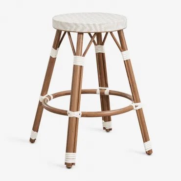 Pack De 4 Bancos Altos De Jardim Em Alumínio E Rattan Sintético Brielle Bistro ↑65 Cm & Nude Beige - Gardénia Branco - Sklum