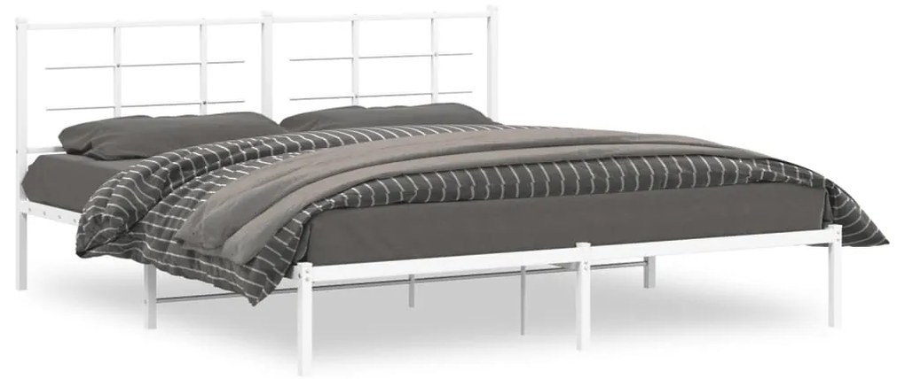 vidaXL Estrutura de cama com cabeceira 183x213 cm metal branco