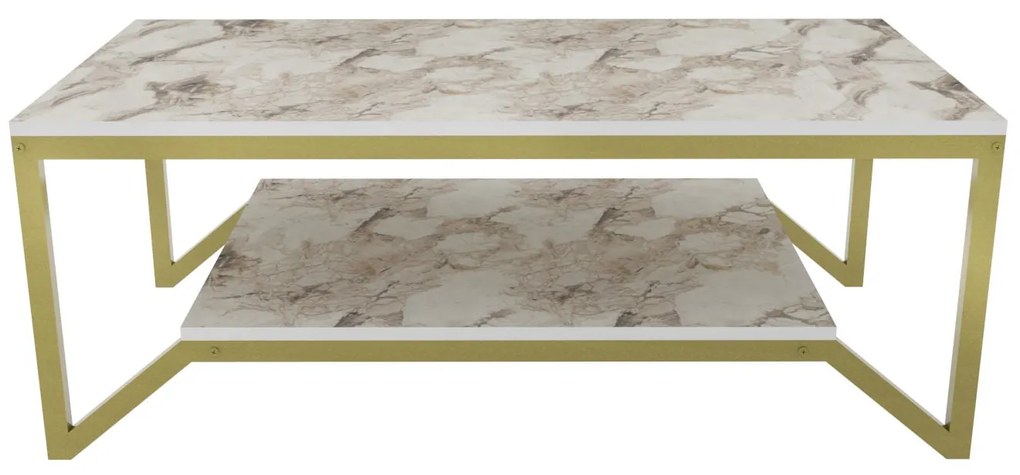 Mesa de Café Flora - Dourada e Branca - 120x60x45,8 cm