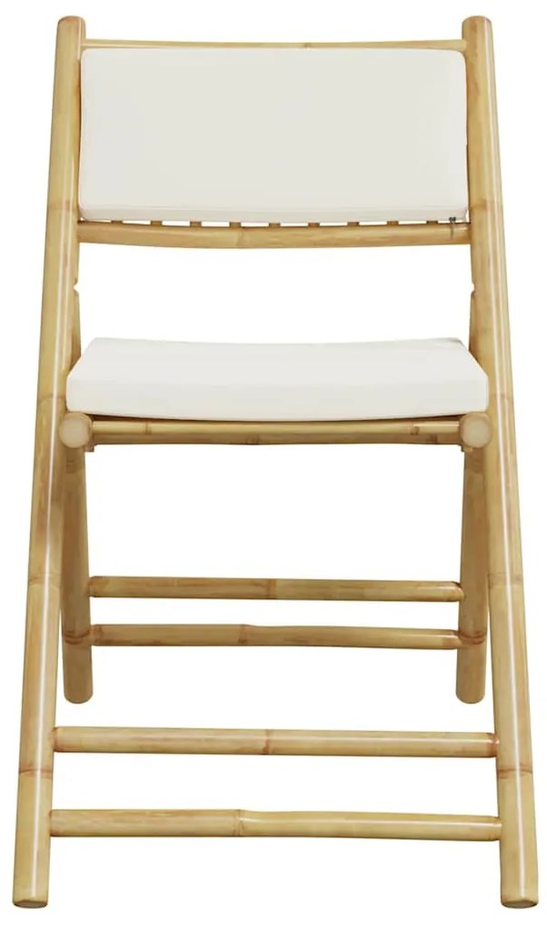 3 pcs conjunto bistrô dobrável c/ almofadões branco nata bambu