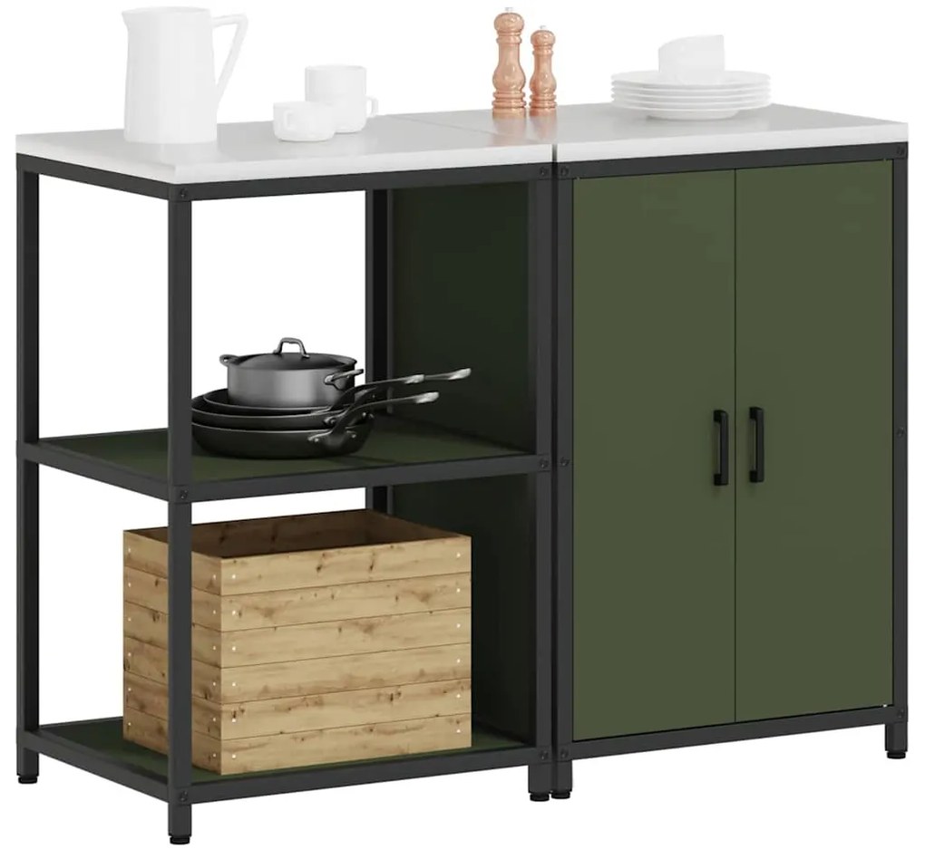 Conjunto de Armazenamento de Cozinha 2 pcs Verde Oliva