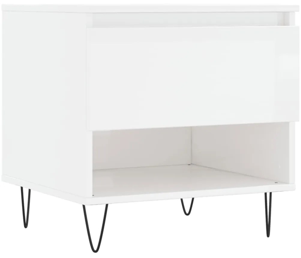 Mesas de centro 2pcs 50x46x50cm deriv. madeira branco brilhante