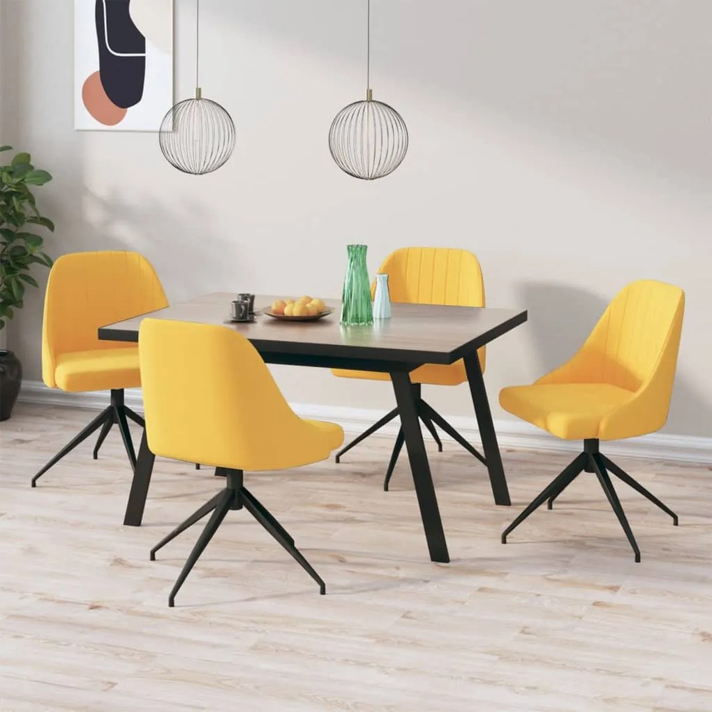 vidaXL Cadeiras de jantar 4 pcs veludo amarelo