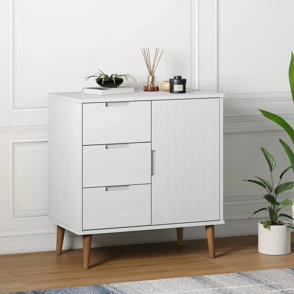 350511 vidaXL Aparador MOLDE 76,5x40x80 cm pinho maciço branco