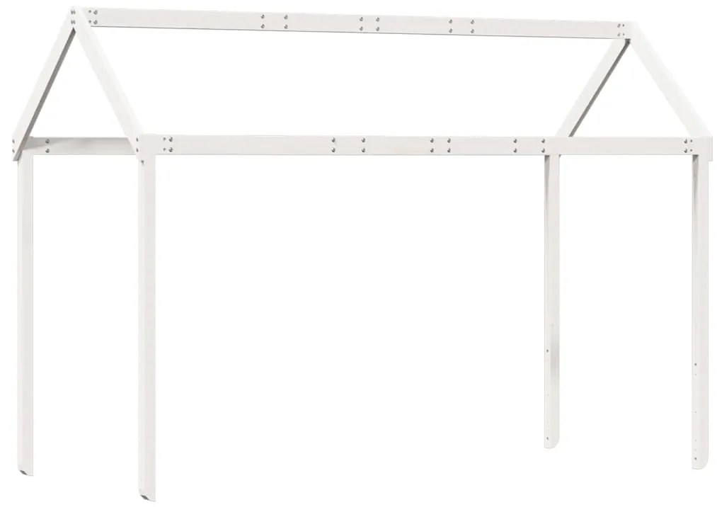 Cama alta c/ escada e telhado 80x200 cm pinho maciço branco