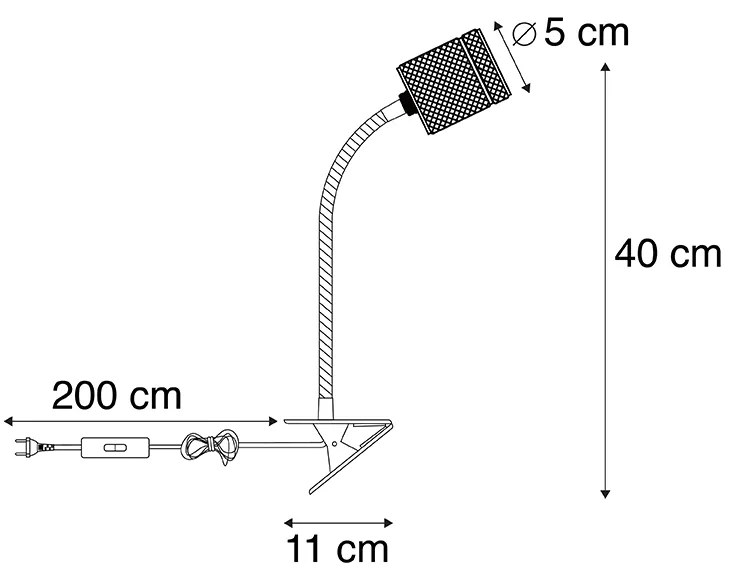 Candeeiro de braçadeira moderno preto com braço flexível - Cavalux Moderno