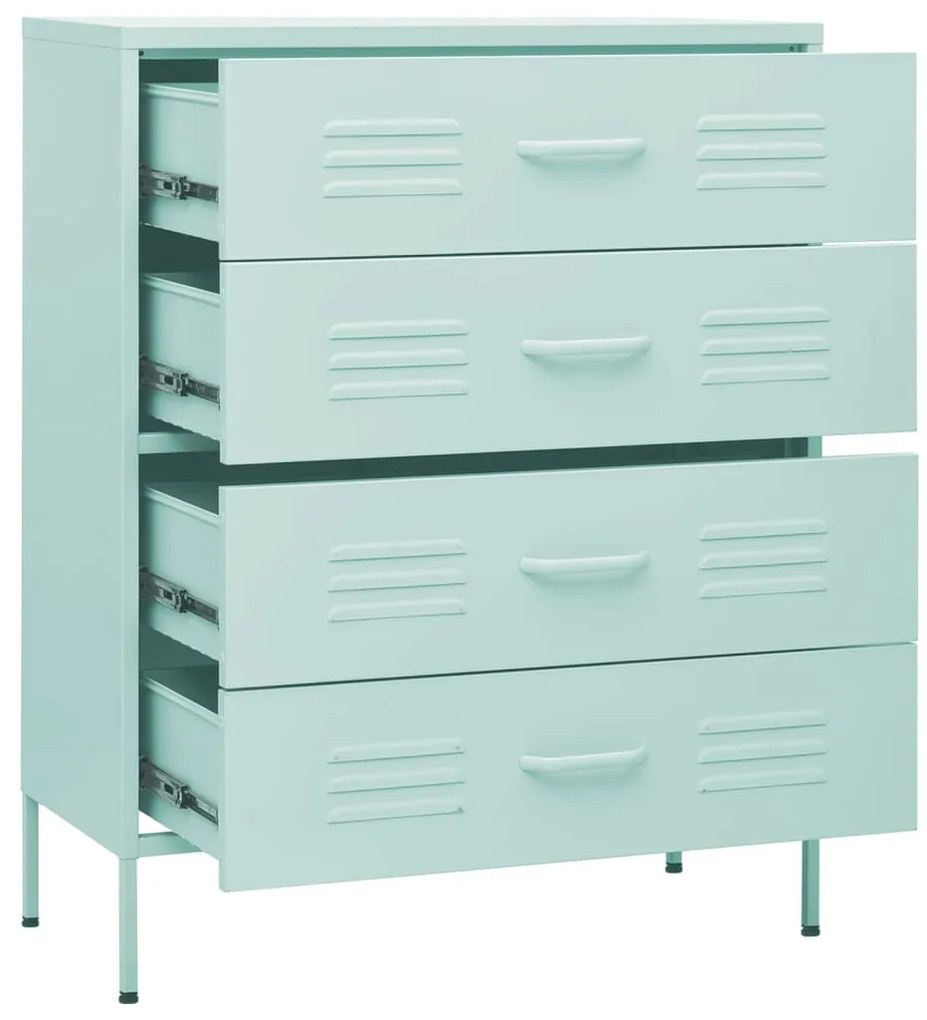 Cómoda/aparador com gavetas aço 80x35x101,5 cm verde-hortelã