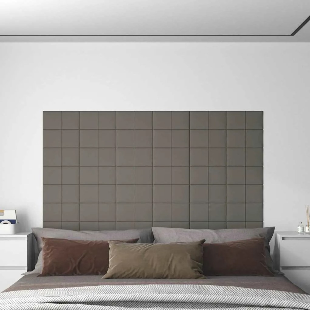 vidaXL Painel de parede 12 pcs 30x15 cm veludo 0,54 m² cinza-claro