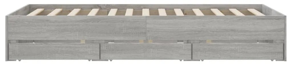 Estrutura de cama c/ gavetas derivados madeira cinza sonoma