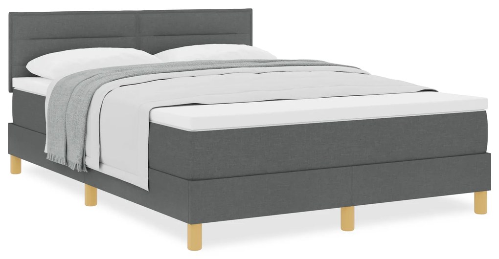 Cama Box com Colchão Cinza Escuro 160x200 cm Tecido