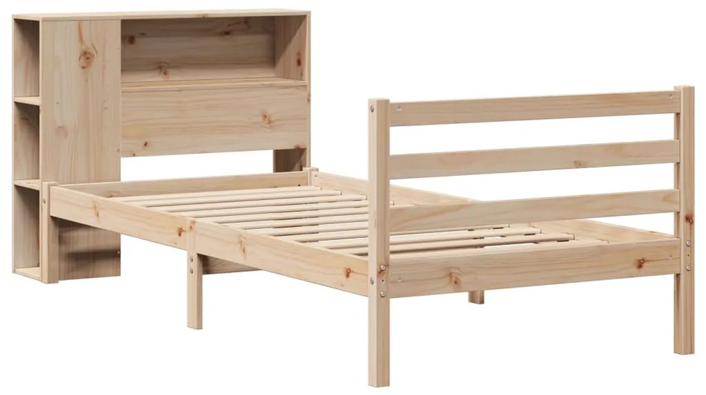 Cama com estante sem colchão 75x190 cm pinho maciço