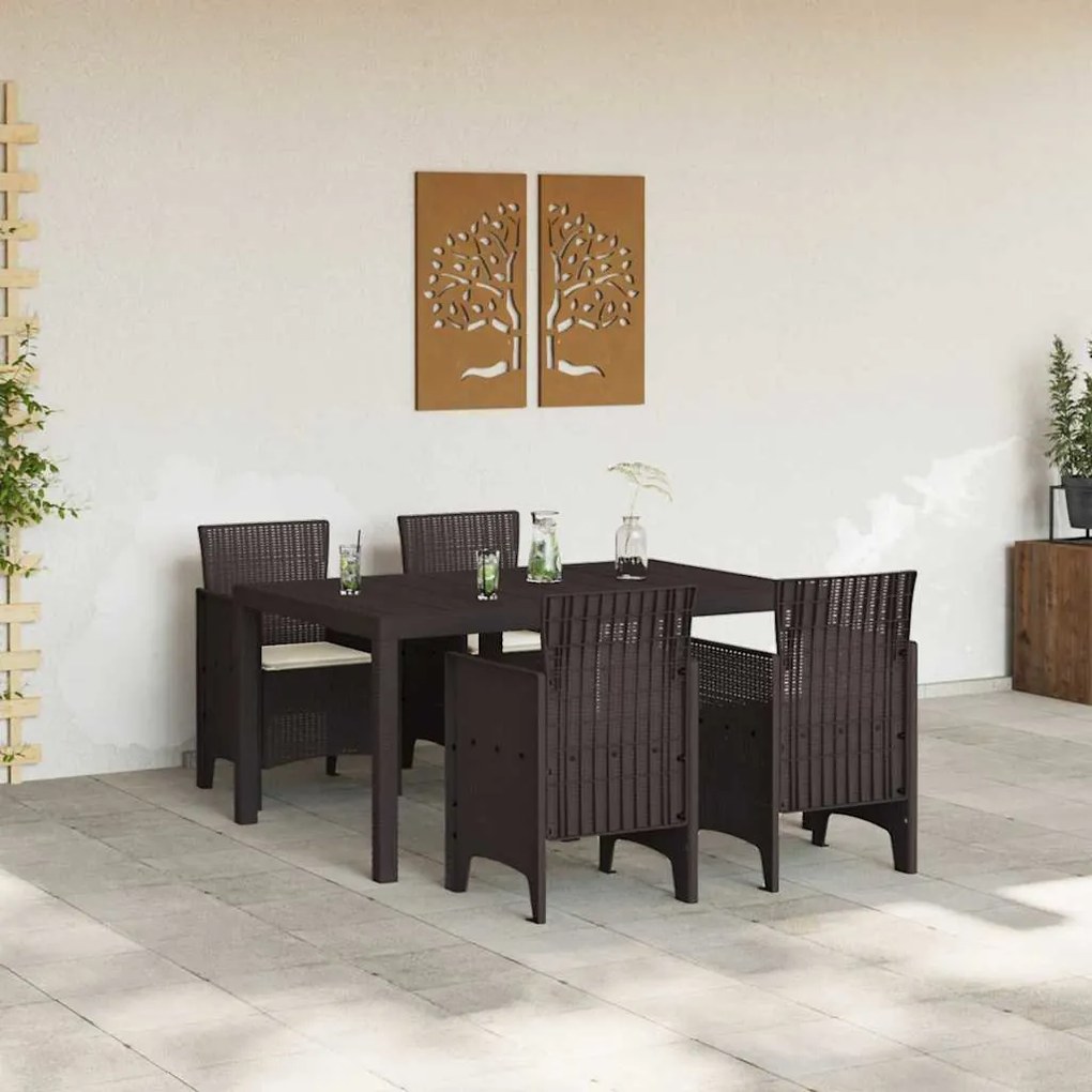 Conjunto de Jantar para Jardim 5 pcs Castanho 150 x 100 x 73 cm