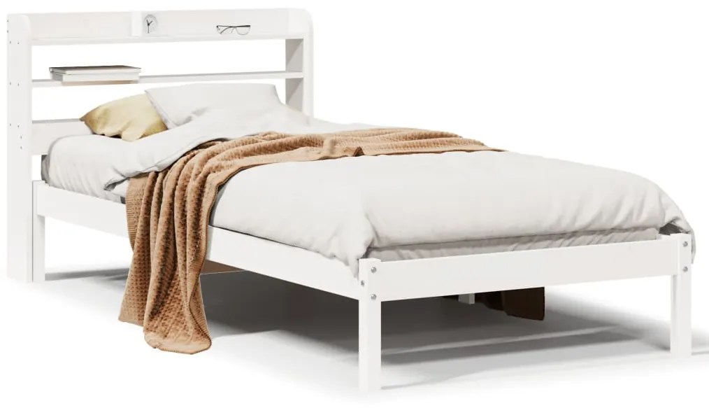 Cama sem colchão 75x190 cm madeira de pinho maciça branco