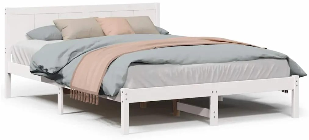 Cama de Madeira Branca Branca Madeira 160 x 200 cm Durável