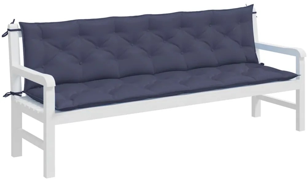 Almofadões banco jardim 2 pcs 200x50x7cm oxford azul-marinho