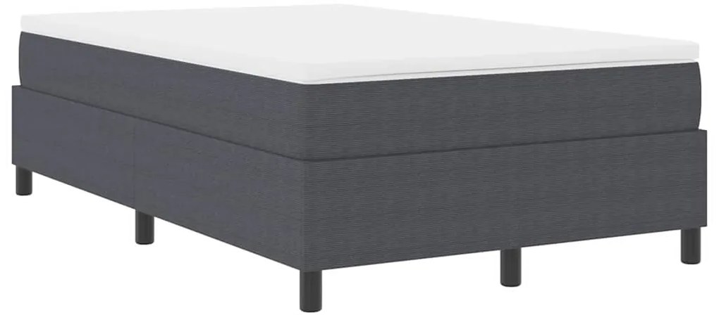 Cama Box Spring vidaXL Cinza Escuro Pequeno Duplo Tecido Corduroy