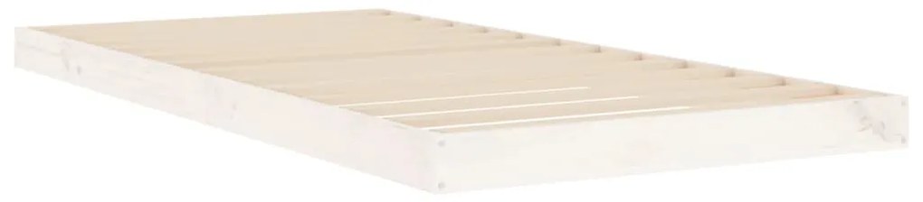 Estrutura de cama de solteiro 90x190 cm pinho maciço branco